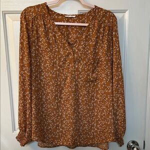 Women's Orange Brown Floral Blouse